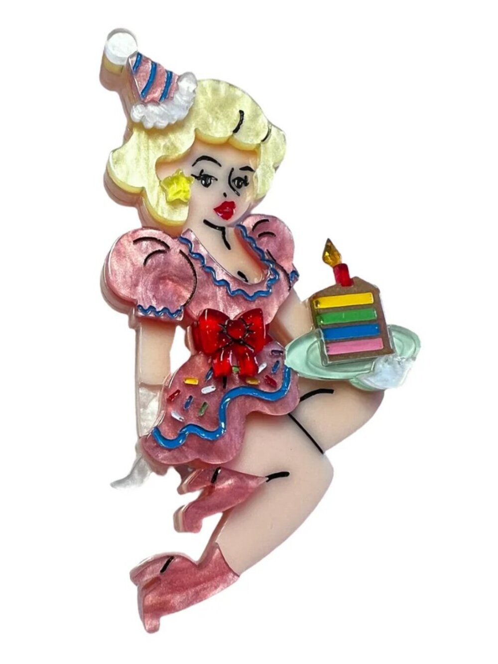 Lipstick & Chrome : Birthday Belle Brooch x Club Eggie - Fawn Blonde Hair - NEW